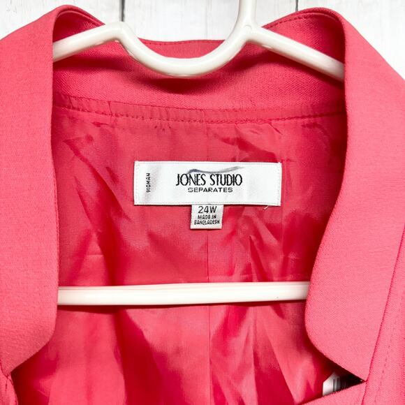 Jones Studio Jacket Women SZ 24W Single Button Hot Pink Coat Blazer Polyester - Picture 2 of 8